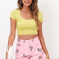 Full Size Butterfly Print Raw Hem Denim Shorts with Pockets