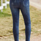 Distressed Button Fly Raw Hem Jeans
