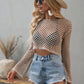 Openwork Flare Sleeve Cropped Cover Up