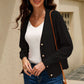 Button Front V-Neck Openwork Cardigan