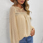 Swiss Dot Frill Neck Embroidered Keyhole Blouse
