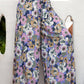 Floral Tie Belt Wide Leg Pants