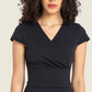 Gathered Detail Surplice Short Sleeve Sports Top