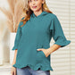 Ninexis Full Size Raglan Sleeve Ruffled Hoodie with Pocket