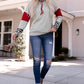 Leopard Color Block Drawstring Detail Sweatshirt