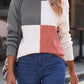 Color Block Drop Shoulder Turtleneck Pullover Sweater
