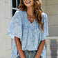 Applique Frill Trim Flutter Sleeve Blouse