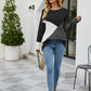 Color Block Rib-Knit Round Neck Sweater