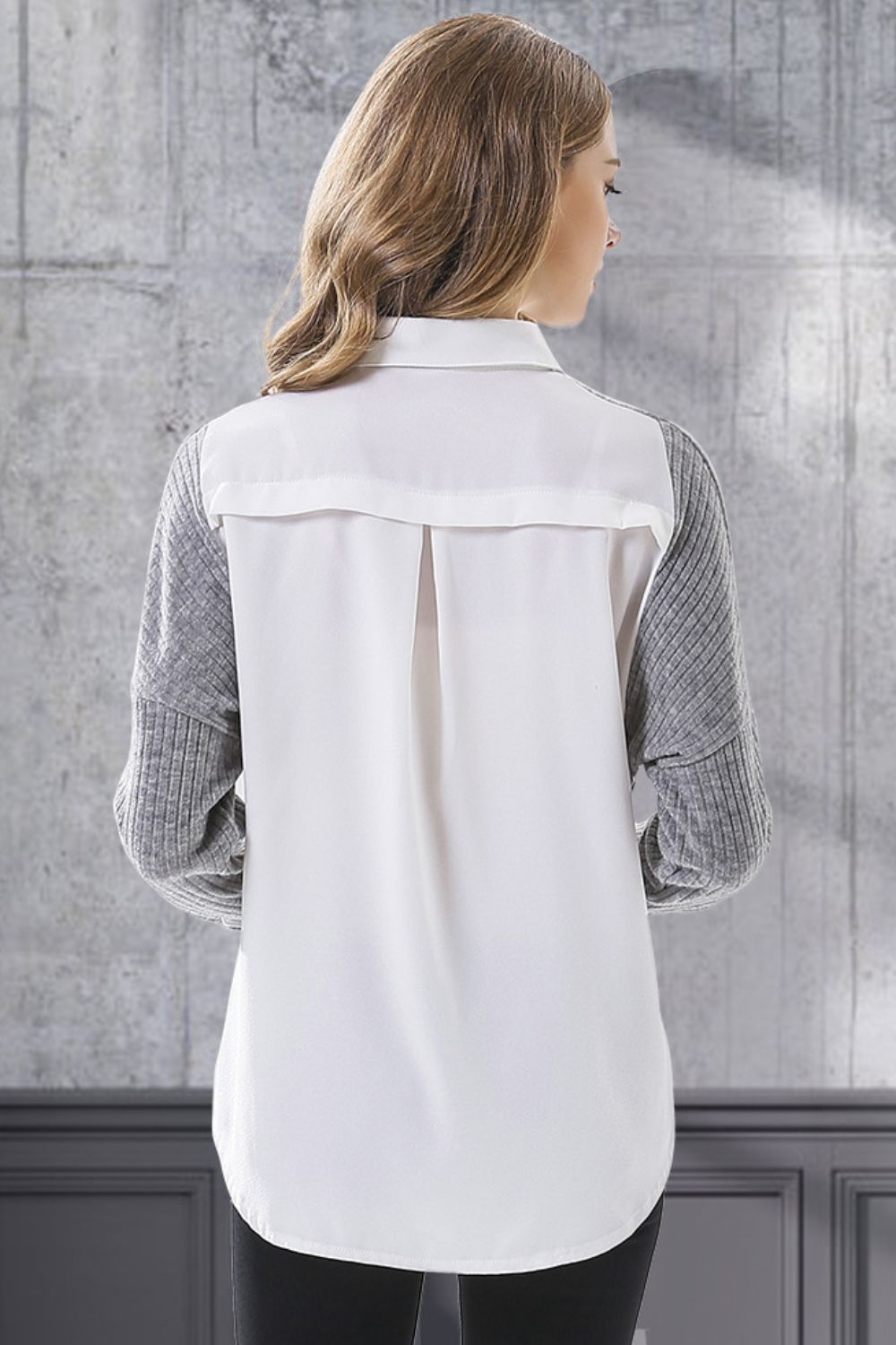 Two-Tone Button Front Spliced Shirt