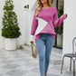 Color Block Rib-Knit Round Neck Sweater