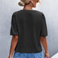 Swiss Dot Puff Sleeve V-Neck Top
