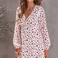 Printed Decorative Button Plunge Dress