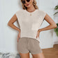 Ribbed Round Neck Pocket Knit Top and Shorts Set