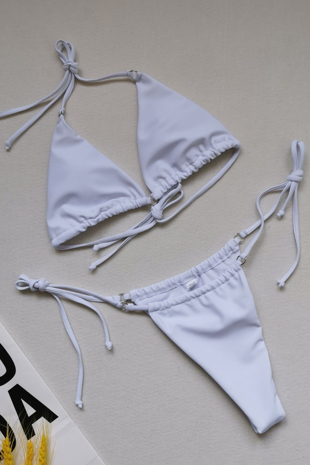 Side Tie Halter Neck Backless Bikini Set
