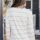 Striped Dropped Shoulder V-Neck Top