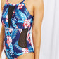 Floral Crisscross Spliced Mesh One-Piece Swimsuit