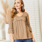 Ninexis Flounce Sleeve Full Size Babydoll Blouse