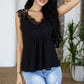 Eyelash Trim Spliced Lace V-Neck Tank