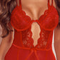 Cutout Bow Detail Spliced Lace Teddy