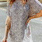 Animal Print Round Neck Tunic Tee with Pockets