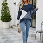 Color Block Rib-Knit Round Neck Sweater