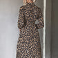 Leopard Print Belted Slit Shirt Dress