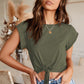 Tied Round Neck Crop Tee