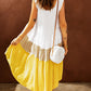 Color Block Ruffle Hem Tiered High-Low Dress