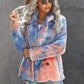 Printed Button Detail Teddy Jacket with Pockets