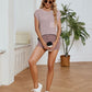 Ribbed Round Neck Pocket Knit Top and Shorts Set