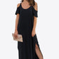 Cold-Shoulder Split Maxi Dress with Pockets