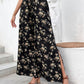 Floral Side Slit Wide Leg Pants