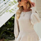 Rib-Knit Lantern Sleeve Peplum Sweater