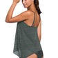 Full Size Spaghetti Strap Scoop Neck Tankini Set
