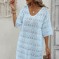 Openwork V-Neck Mini Knit Dress