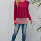 Full Size Striped Faux Layered Long Sleeve Top