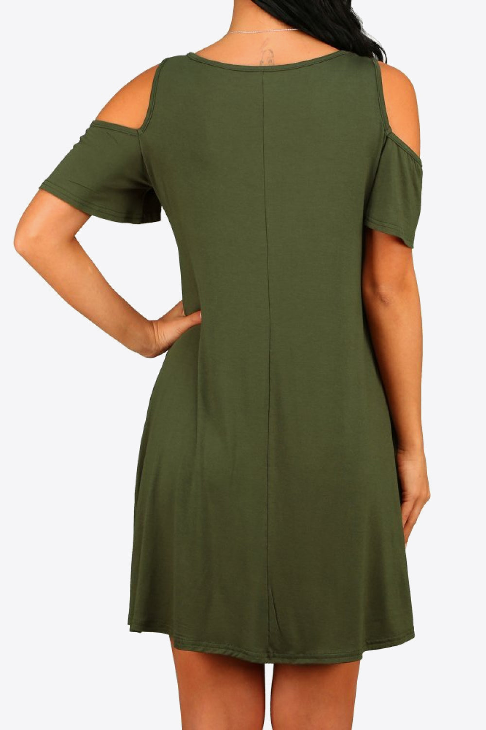 Cold-Shoulder Round Neck A-Line Dress