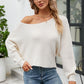 Boat Neck Horizontal Ribbing Dolman Sleeve Sweater