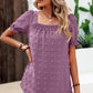 Swiss Dot Puff Sleeve Square Neck Blouse