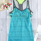 Floral Spliced Lace Tankini Top