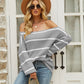 Striped Rib-Knit Off-Shoulder Sweater