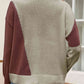 Contrast Round Neck Long Sleeve Knit Top