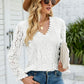 V-Neck Flounce Sleeve Lace Top