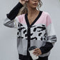 Color Block Drop Shoulder Button Down Cardigan