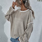 Dropped Shoulder Boat Neck Long Sleeve Sweater