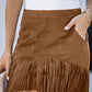 Fringe Detail Zip-Back Skirt with Pockets