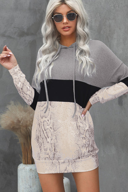 Snakeskin Color Block Long Hoodie