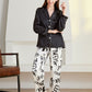 Satin Button-Up Lapel Collar Top and Pants Pajama Set