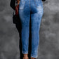 Button Fly Center Seam High Rise Jeans