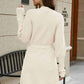 Lantern Sleeve Rib-Knit Open Front Longline Cardigan